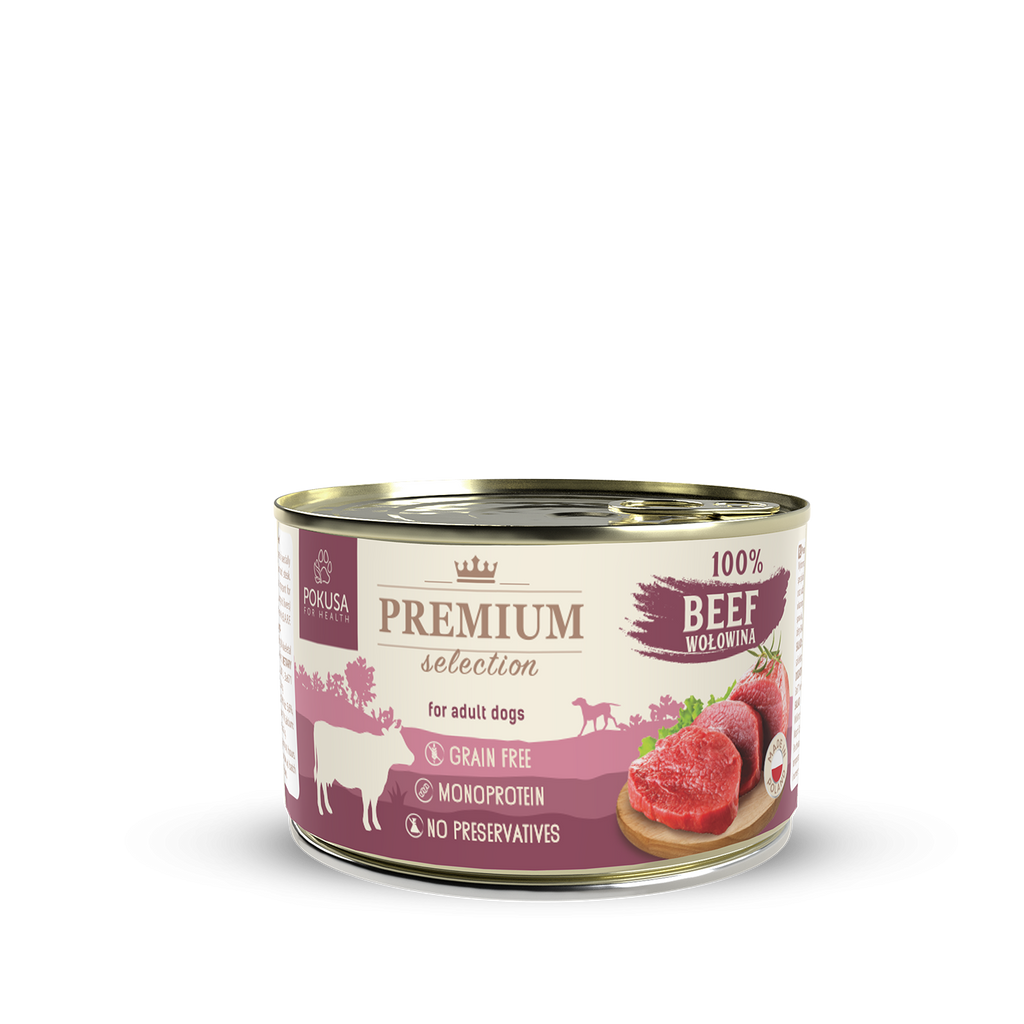 Cibo Umido Monoproteico 100% Manzo – Con Roast Beef e Frattaglie – Senza Cereali per Cani – Premium Selection