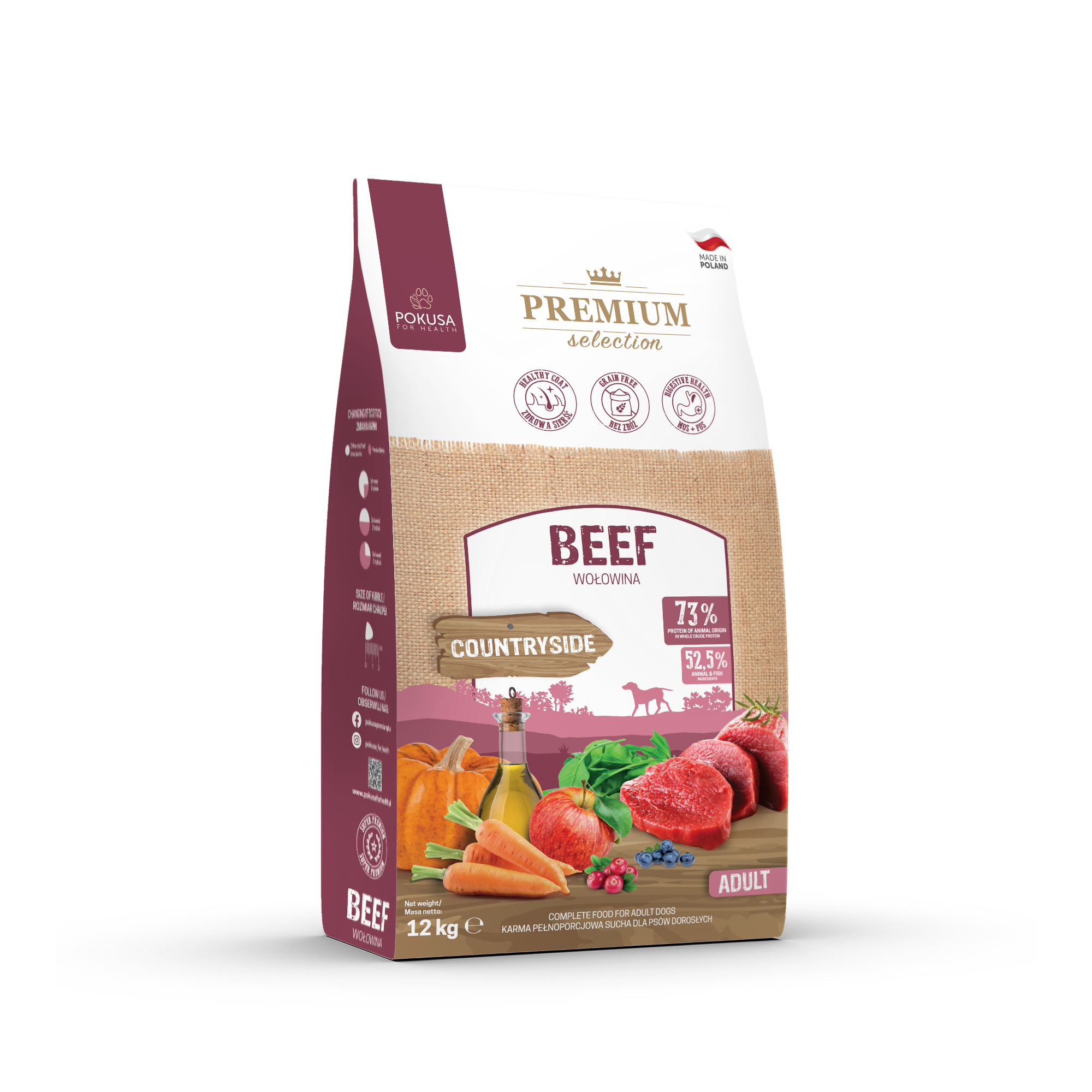 Cibo Secco per Cani al Manzo – Senza Cereali e Senza Pollo Ipoallergenico – Manzo – Premium Selection