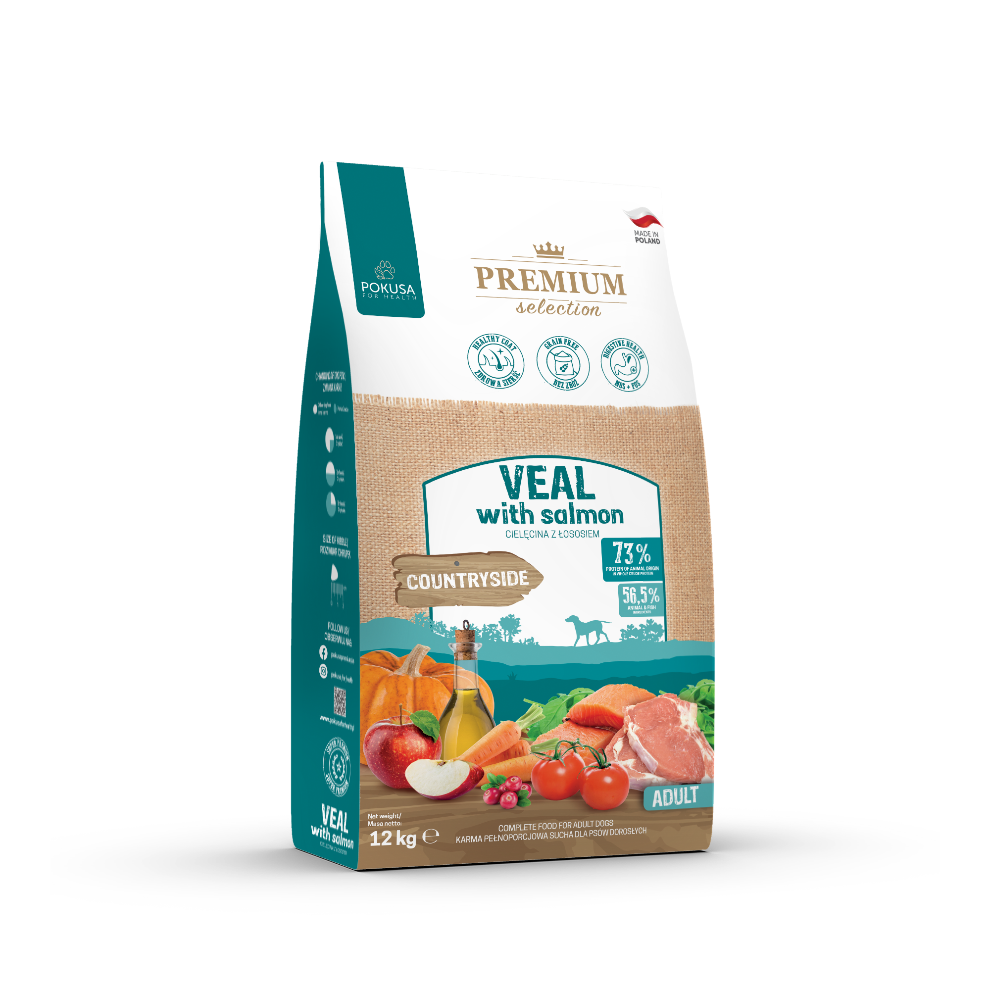 Cibo Secco per Cani Vitello e Salmone con Superfood – Senza Cereali – Veal with Salmon – Premium Selection