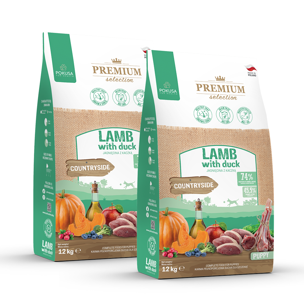 Cibo Secco per Cuccioli Agnello e Anatra – Ipoallergenico Senza Cereali – Agnello e Anatra – Premium Selection