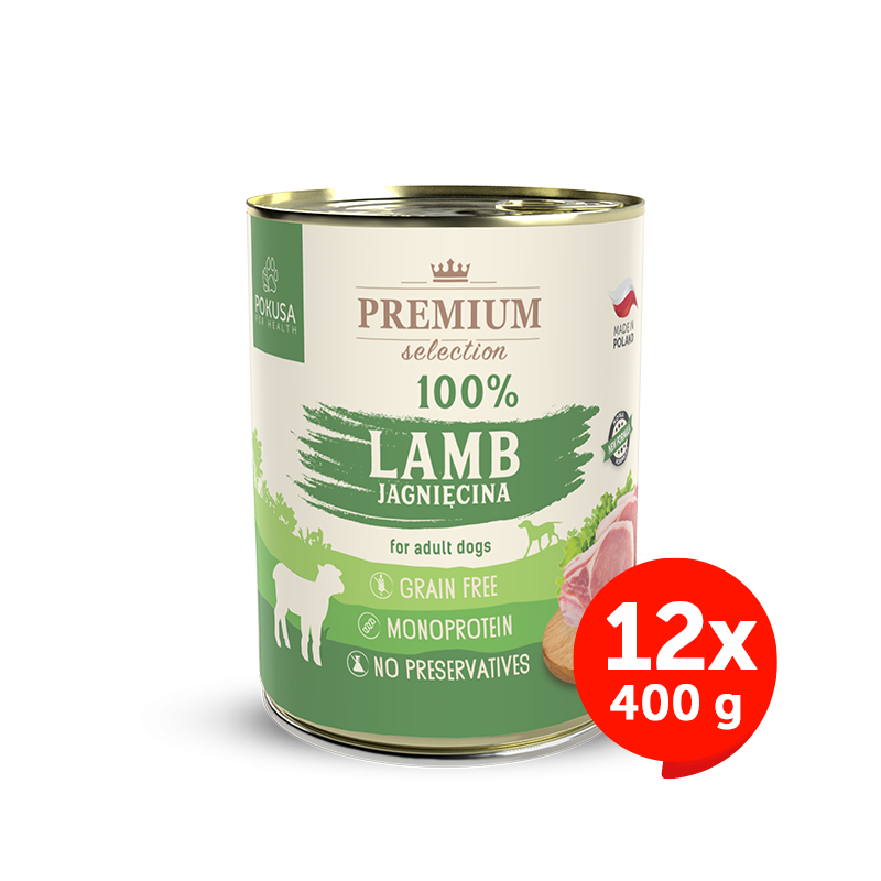 Cibo Umido Monoproteico per Cani 100% Agnello – Senza Cereali e Facilmente Digeribile – Ipoallergenico – Premium Selection