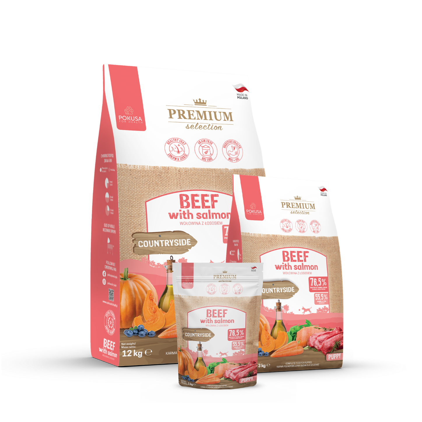 BEEF AND SALMON DRY FOOD FOR PUPPIES