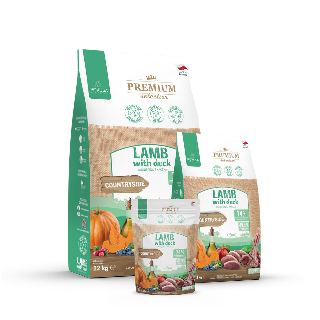 Cibo Secco per Cuccioli Agnello e Anatra – Ipoallergenico Senza Cereali – Agnello e Anatra – Premium Selection
