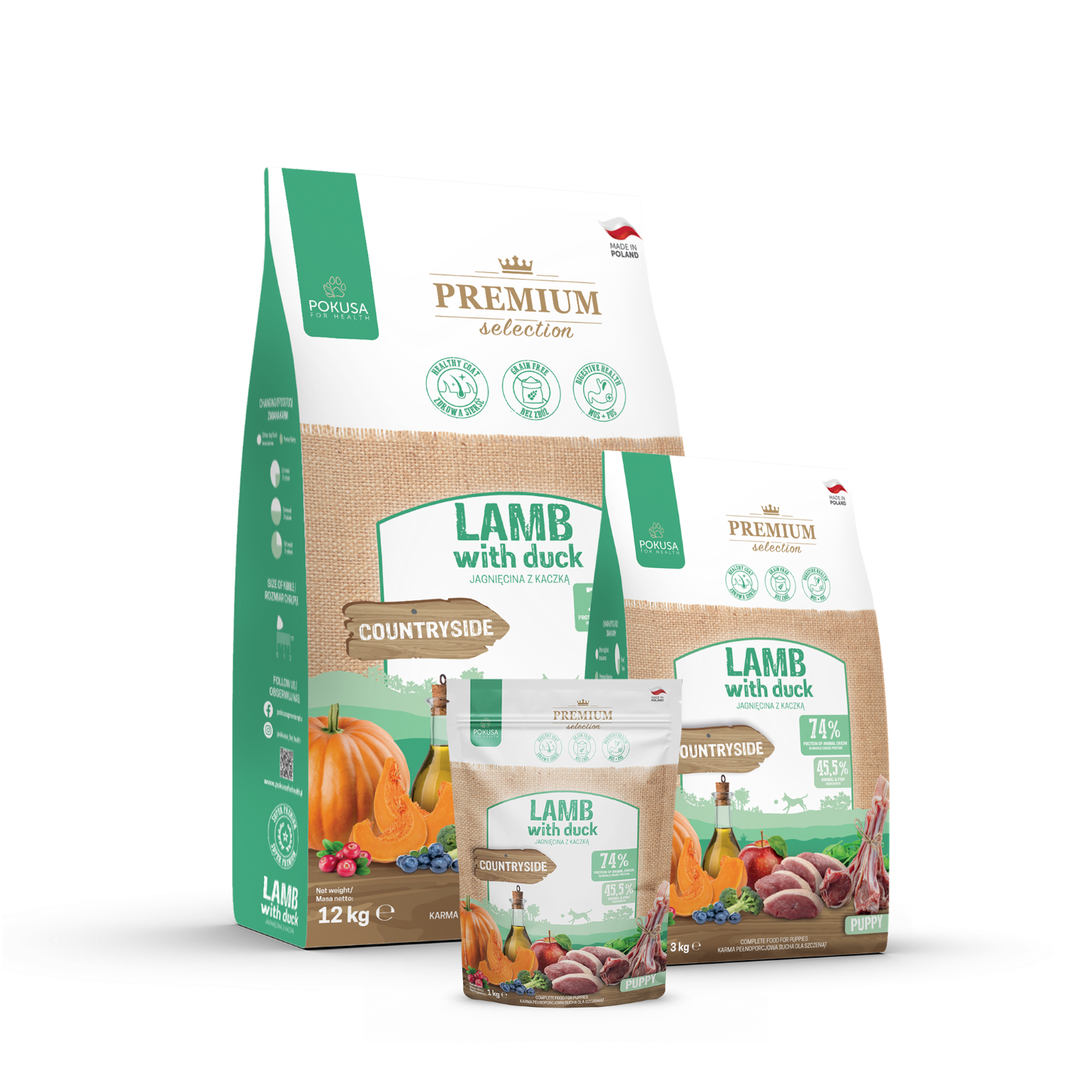 Cibo Secco per Cuccioli Agnello e Anatra – Ipoallergenico Senza Cereali – Agnello e Anatra – Premium Selection