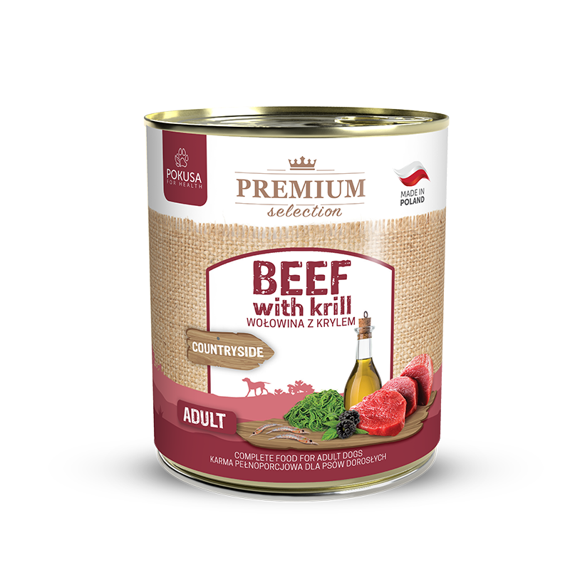 Pâtée pour Chien Bœuf et Krill – Hypoallergénique Sans Céréales – Bœuf et Krill – Premium Selection