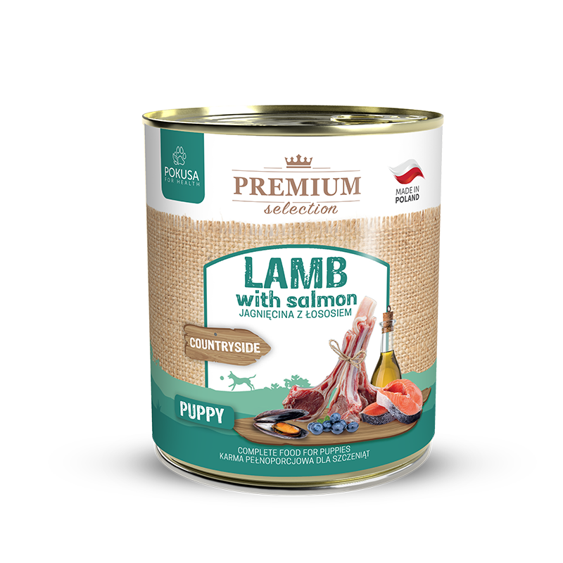 Cibo Umido per Cuccioli Agnello e Salmone – Ipoallergenico Senza Cereali – Agnello e Salmone – Premium Selection