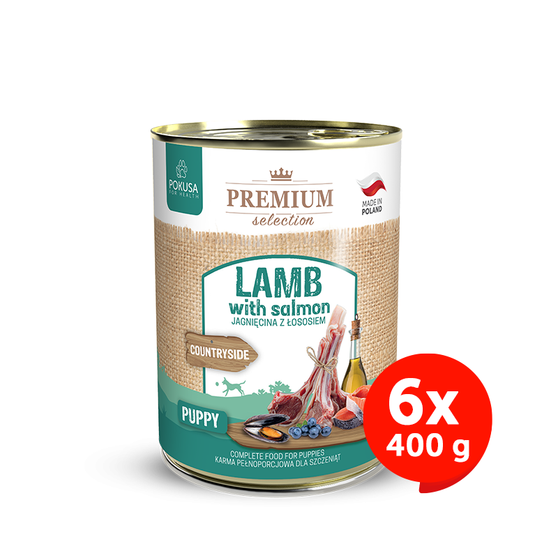 Cibo Umido per Cuccioli Agnello e Salmone – Ipoallergenico Senza Cereali – Agnello e Salmone – Premium Selection