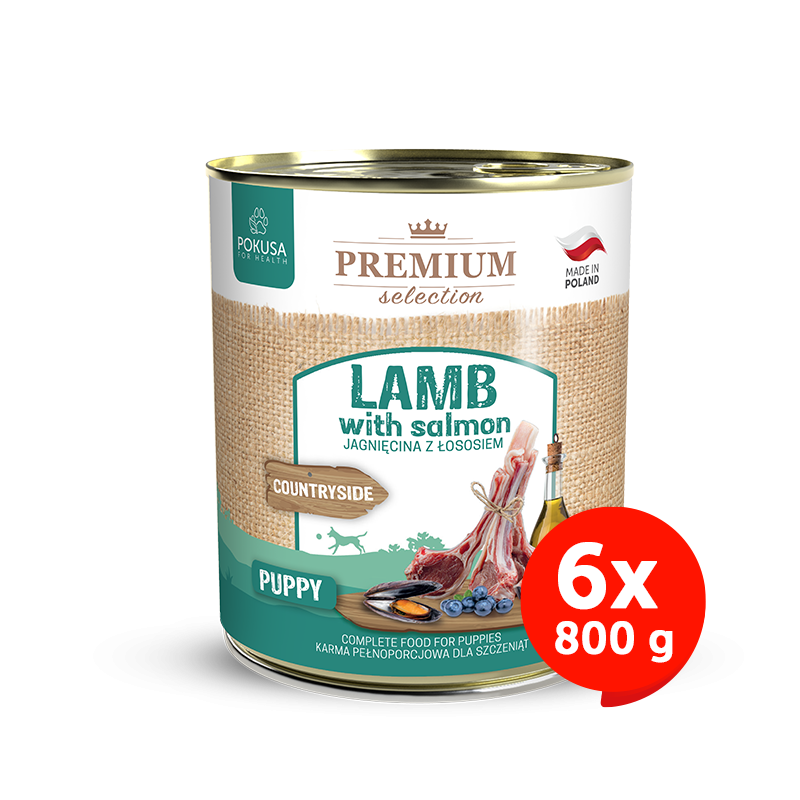 Cibo Umido per Cuccioli Agnello e Salmone – Ipoallergenico Senza Cereali – Agnello e Salmone – Premium Selection