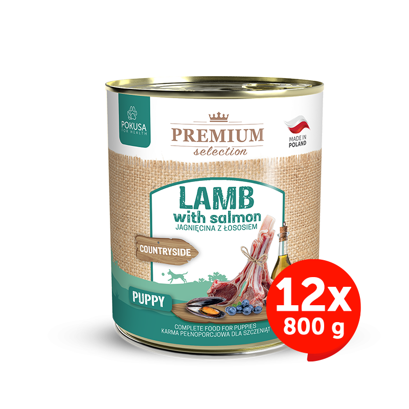 Cibo Umido per Cuccioli Agnello e Salmone – Ipoallergenico Senza Cereali – Agnello e Salmone – Premium Selection