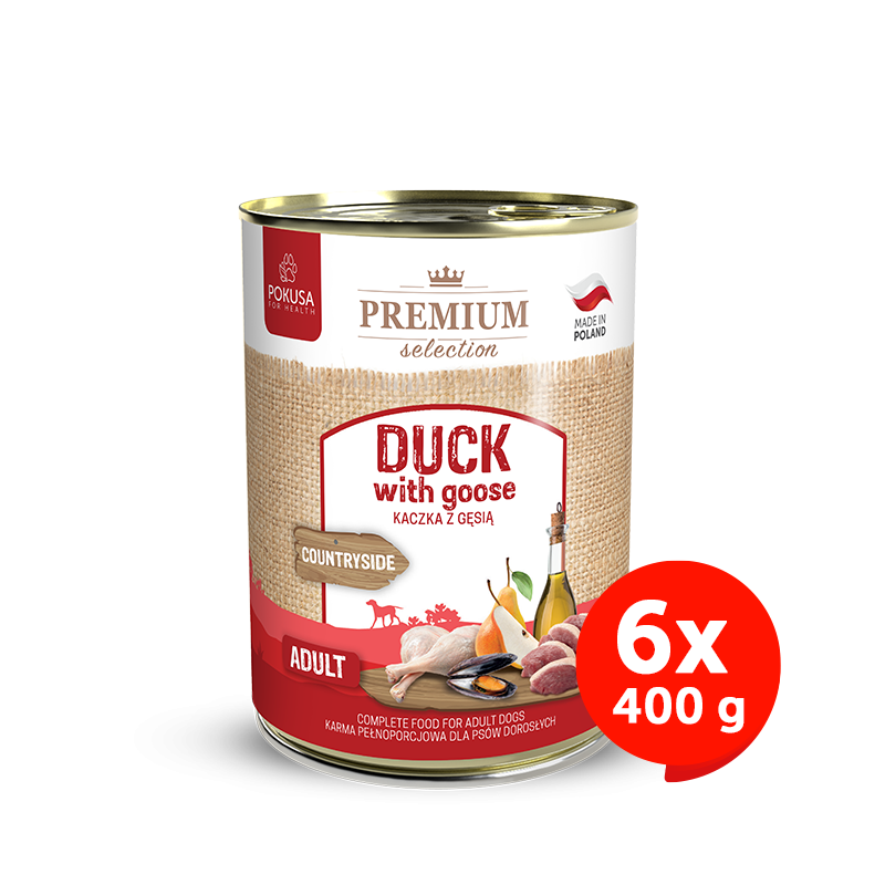 Nourriture humide pour chiens adultes - canard avec oie - Premium Selection
