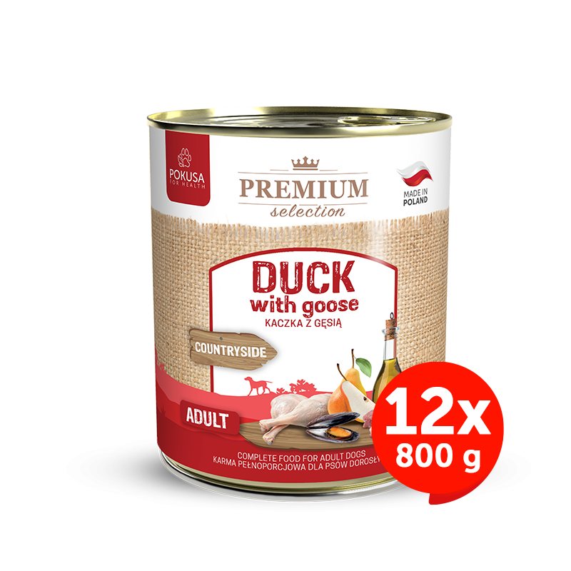 Nourriture humide pour chiens adultes - canard avec oie - Premium Selection