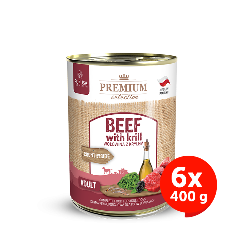 Pâtée pour Chien Bœuf et Krill – Hypoallergénique Sans Céréales – Bœuf et Krill – Premium Selection