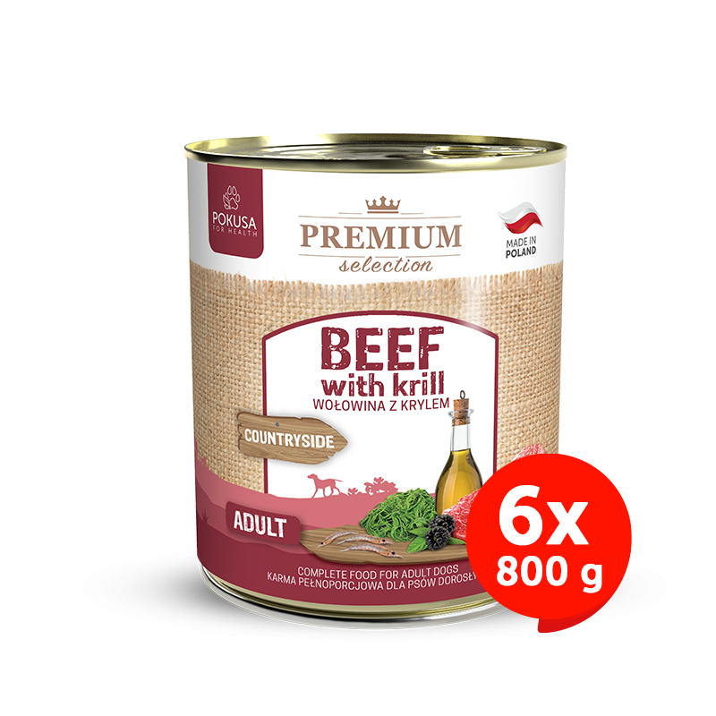 Pâtée pour Chien Bœuf et Krill – Hypoallergénique Sans Céréales – Bœuf et Krill – Premium Selection