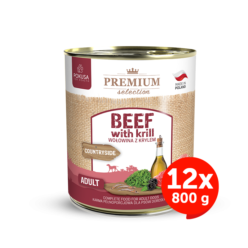 Pâtée pour Chien Bœuf et Krill – Hypoallergénique Sans Céréales – Bœuf et Krill – Premium Selection