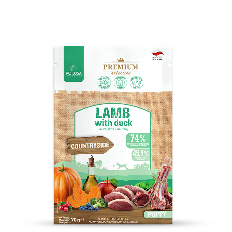 Cibo Secco per Cuccioli Agnello e Anatra – Ipoallergenico Senza Cereali – Agnello e Anatra – Premium Selection