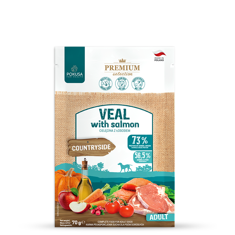 Cibo Secco per Cani Vitello e Salmone con Superfood – Senza Cereali – Veal with Salmon – Premium Selection
