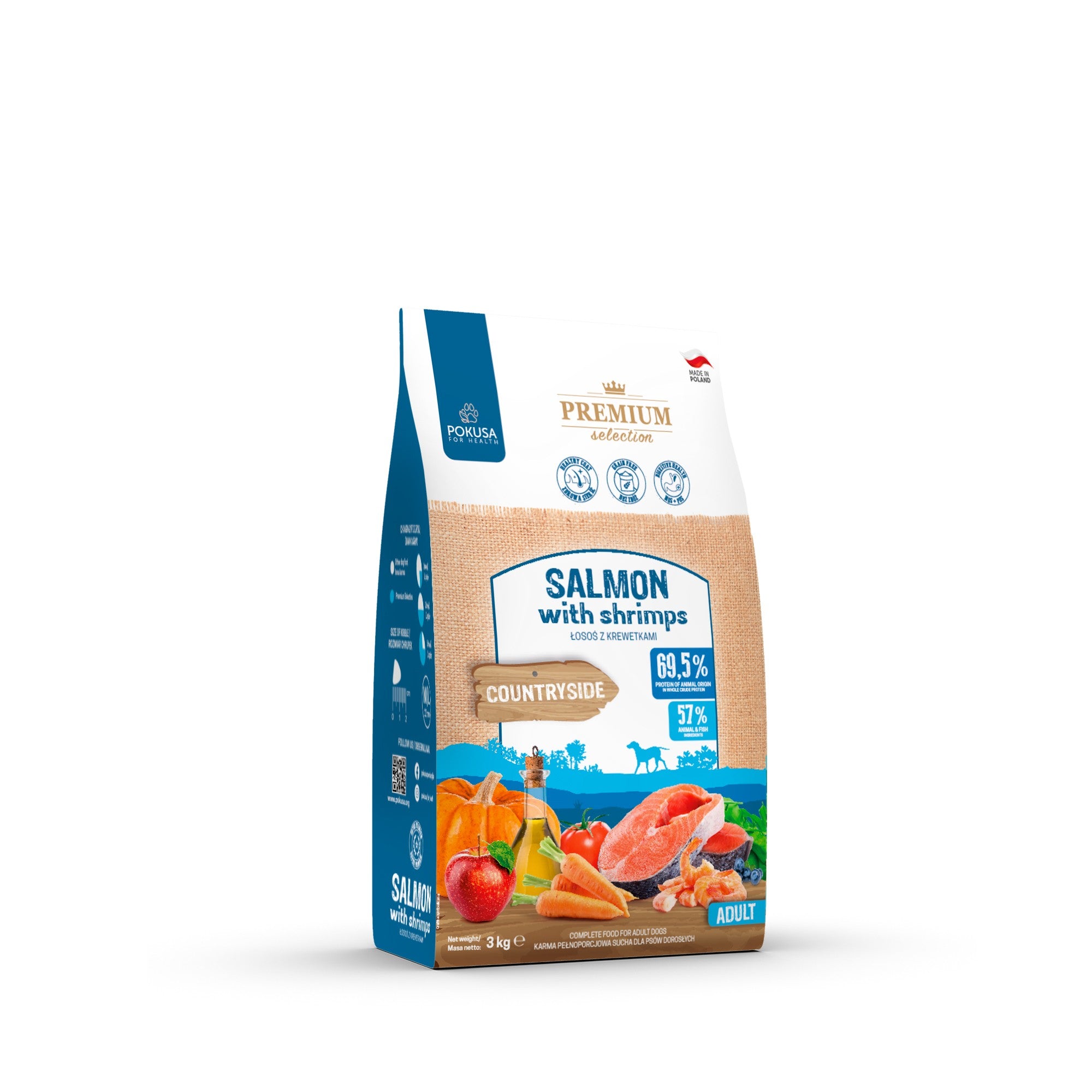 Cibo Secco per Cani al Salmone e Gamberetti – Senza Cereali Super Premium – Salmone e Gamberetti – Premium Selection
