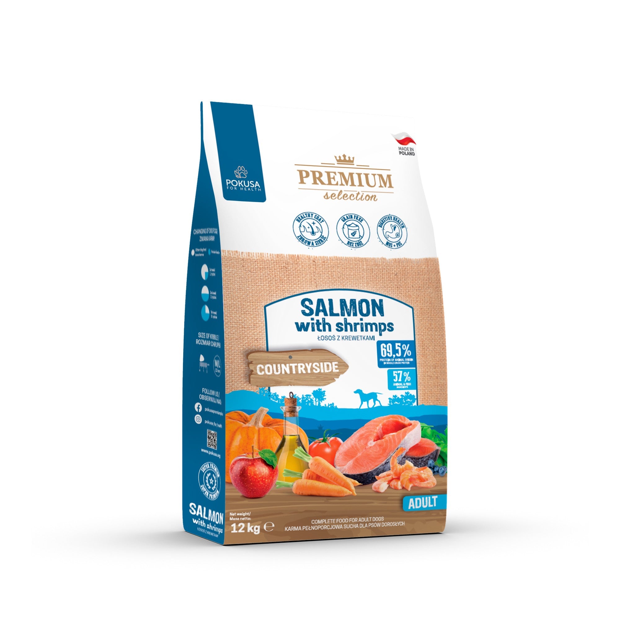 Cibo Secco per Cani al Salmone e Gamberetti – Senza Cereali Super Premium – Salmone e Gamberetti – Premium Selection
