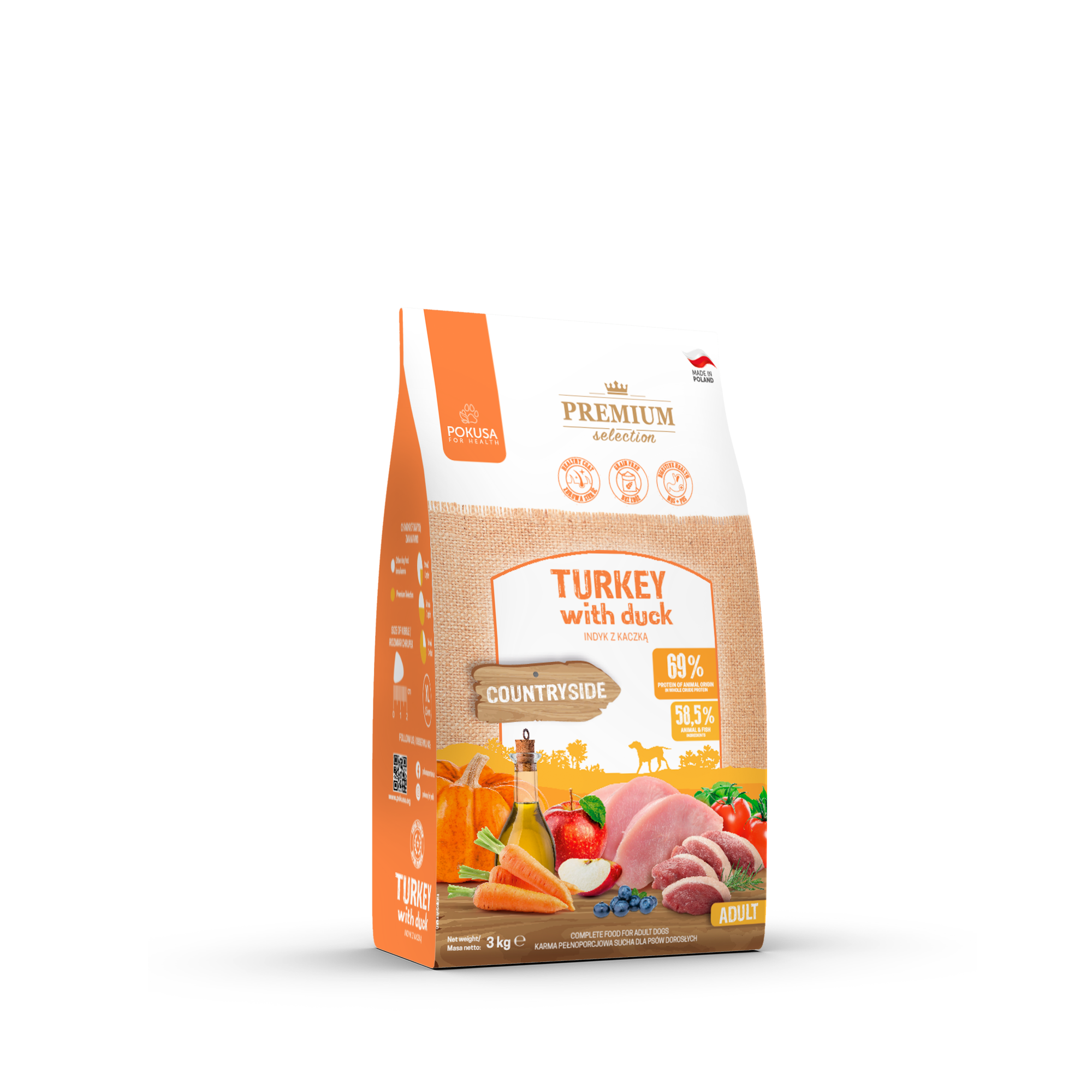 Cibo Secco per Cani Grandi Tacchino e Anatra – Senza Cereali Super Premium – Tacchino e Anatra – Premium Selection
