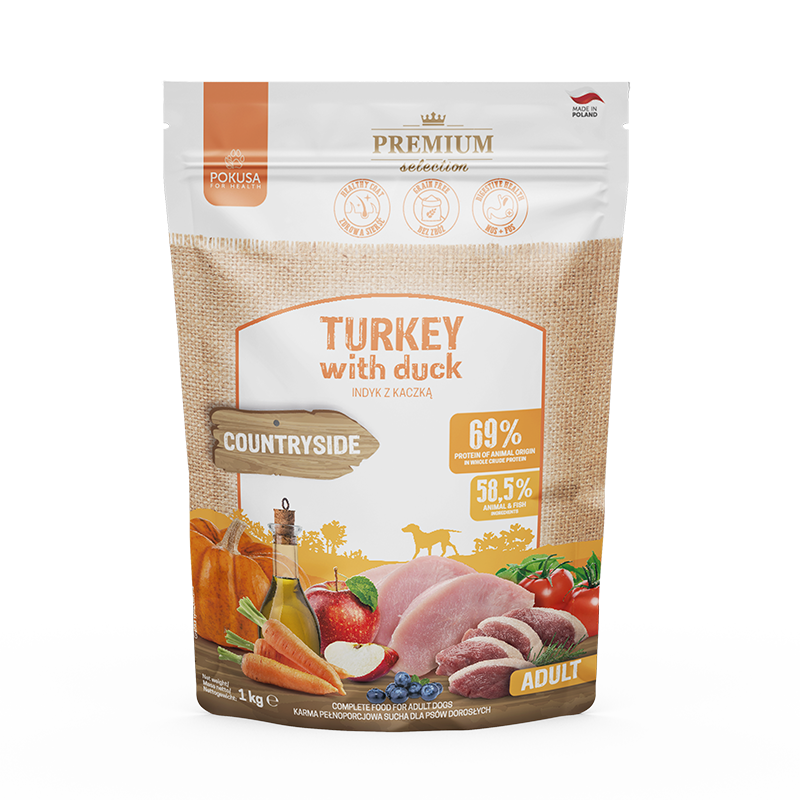 Cibo Secco per Cani Grandi Tacchino e Anatra – Senza Cereali Super Premium – Tacchino e Anatra – Premium Selection
