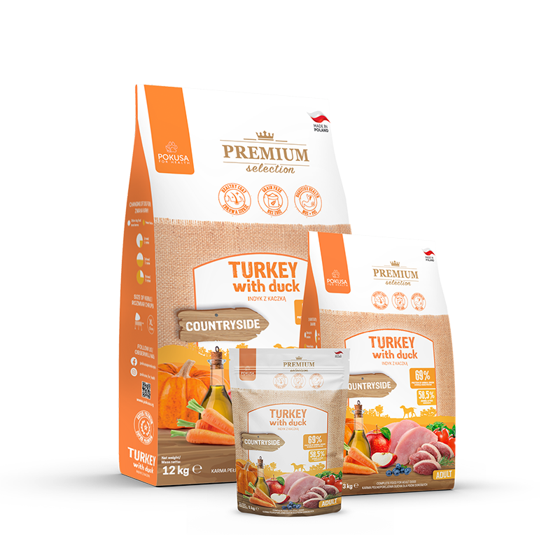 Cibo Secco per Cani Grandi Tacchino e Anatra – Senza Cereali Super Premium – Tacchino e Anatra – Premium Selection