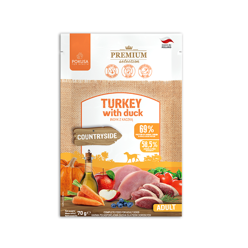 Cibo Secco per Cani Grandi Tacchino e Anatra – Senza Cereali Super Premium – Tacchino e Anatra – Premium Selection