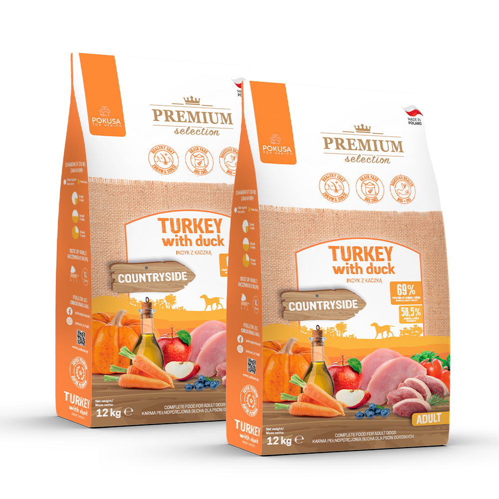 Cibo Secco per Cani Grandi Tacchino e Anatra – Senza Cereali Super Premium – Tacchino e Anatra – Premium Selection