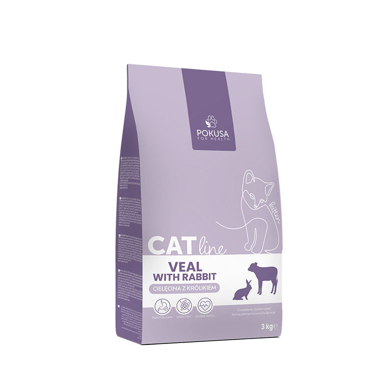 Croquettes pour Chatons Veau et Lapin – Sans Céréales avec Taurine – Veau et Lapin – CatLine