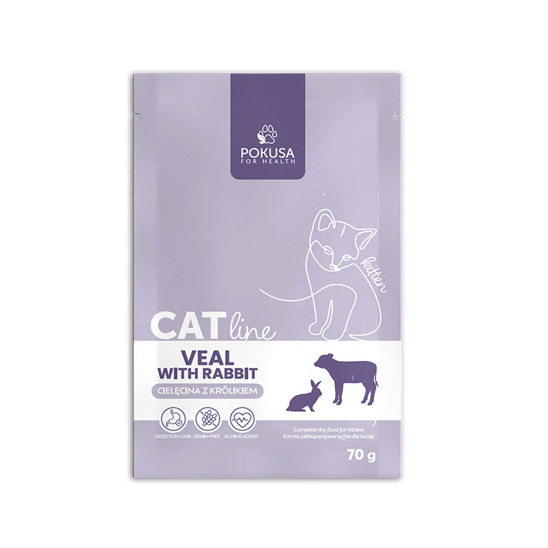 Croquettes pour Chatons Veau et Lapin – Sans Céréales avec Taurine – Veau et Lapin – CatLine
