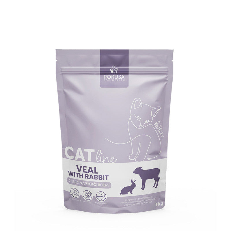 Croquettes pour Chatons Veau et Lapin – Sans Céréales avec Taurine – Veau et Lapin – CatLine