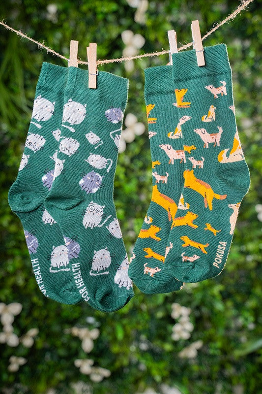 Pokusa for Health cat motif socks - Christmas edition