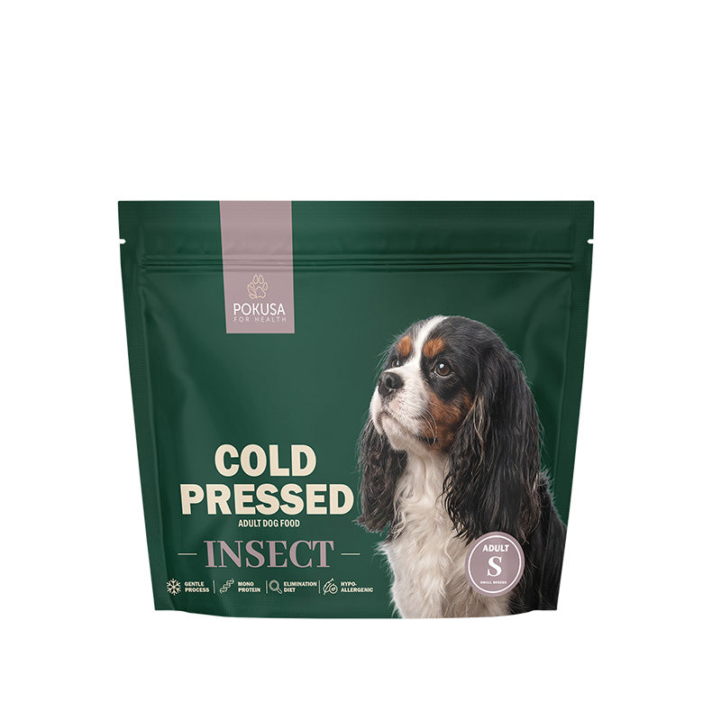 Pokusa Cold Pressed Insect Monoprotein Torrfoder för Vuxna Hundar Känslig & Hypoallergen Storlek S