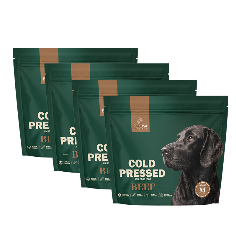 Pokusa Cold Press Beef Monoprotein Tørfoder til Voksne Hunde Hypoallergen Kibble Størrelse M