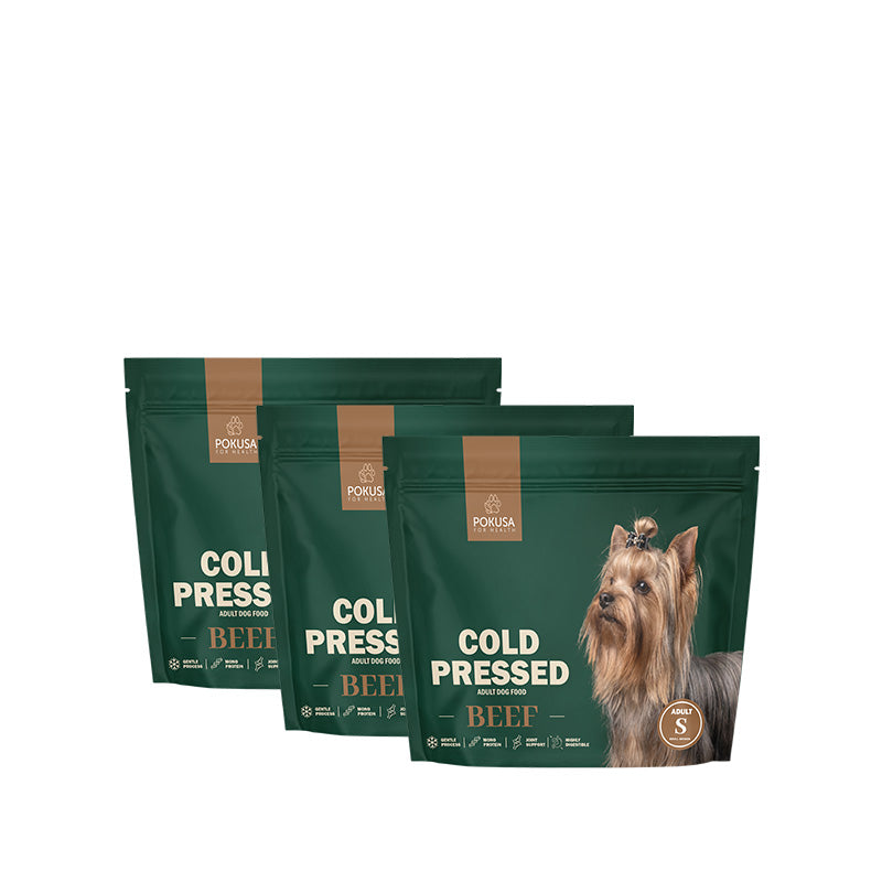 Pokusa Cold Press Beef Monoprotein Tørfoder til Voksne Hunde Hypoallergen Kibble Størrelse S